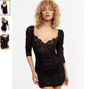 For Love & Lemons Harlow Lingerie Lace Slip Dress/ Little Black Dress Size Small